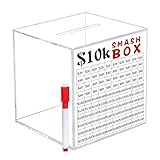 Hucha para ahorros de 10 K | Hucha Grande de acrílico Transparente irrompible – para Dinero en Efectivo | para niños, Oficina, Estudio, habitación, salón, cumpleaños, Navidad y Ocasiones
