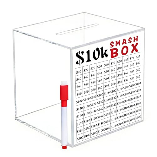 Hucha de $10,000 – Hucha Grande de acrílico Transparente con diseño sin retiro, Popular de ahorros Famosa por Internet para Adultos y niños, Debe romperse para abrirla
