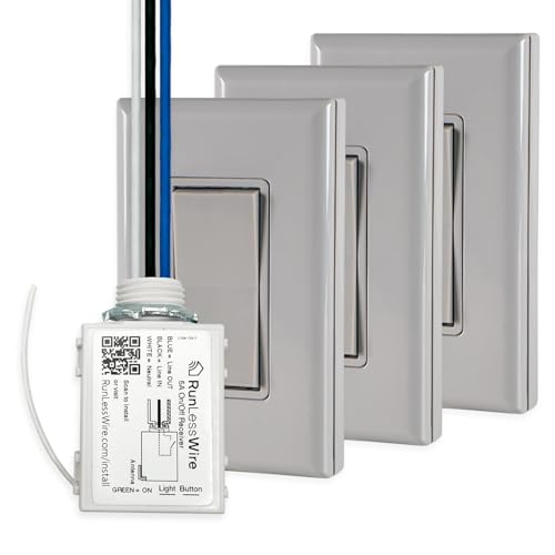 Image of RunLessWire 4-Way Battery-Free Wireless Light Switch Kit - Gray