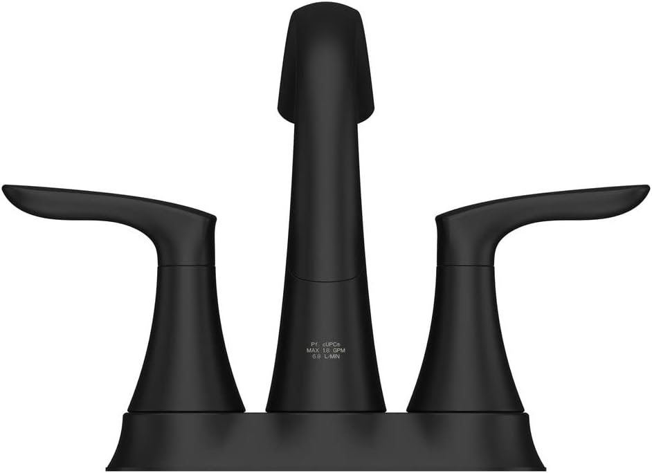 Pfister Weller Bathroom Sink Faucet, 4-Inch Centerset, 2-Handle, 3-Hole, Matte Black Finish, LG48WRPB