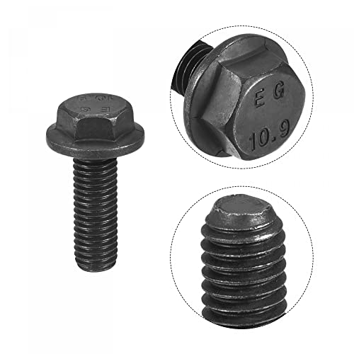 Image of uxcell Metric M10x30mm Hex Flange Bolts, 6pcs 10.9 Grade Carbon Steel Hexagon Head Screws