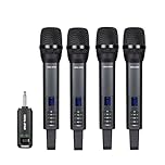 Vocal-Star Professional 4 Wireless Rechargeable Microphones System With Echo, Bass, Treble and Volume Controls