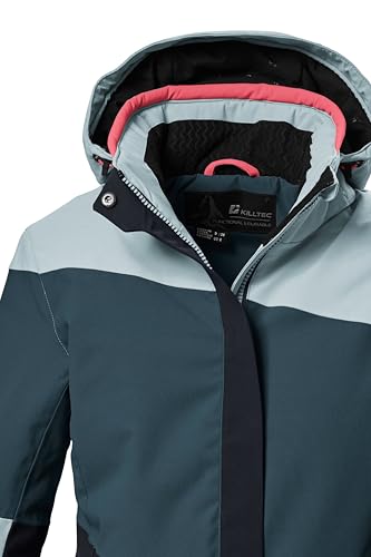 killtec Damen Skijacke/Funktionsjacke mit abzippbarer Kapuze und Schneefang KSW 67 WMN SKI JCKT, hellpetrol, 44, 41961-000