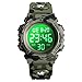 Produktbild FeiWen Unisex Digitaluhr 50M Wasserdicht Sportuhr Mehrfarbig LED Beleuchtung Kinder Sport Uhren Plastik Alarm Stoppuhr Armbanduhren (Grün)