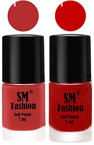 Image of Long Lasting Nail Polish | Nail Paint Combo 7 ml Each) - Set of 2 Coral Pink -Orange