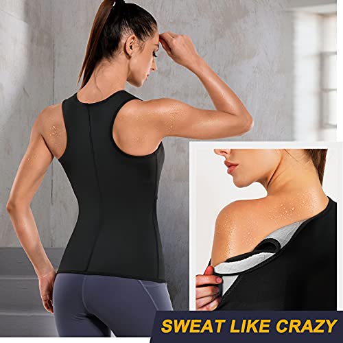 Kumayes Sauna Suit For Women Sweat Waist Trainer Vest Zipper Slimming Body Shaper With Adjustable Belts Workout Tank Top (Black, Small) #TOP3