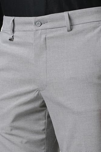 Image of Van Heusen Men's Mid Rise Slim Fit Premium Formal Trousers | Superior Comfort | Auto-Flex Waist Band | Soft Touch