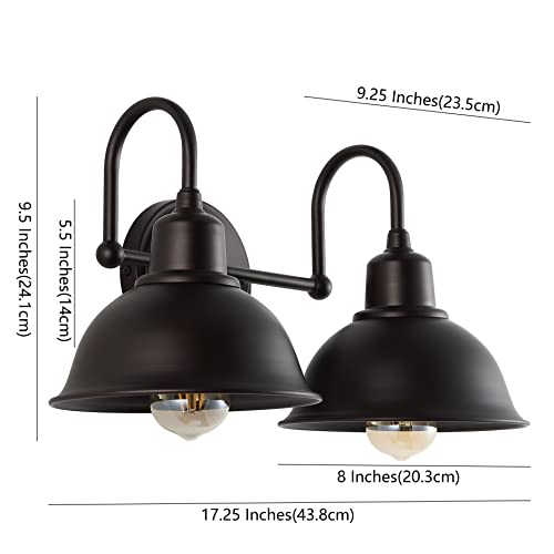 Image of JONATHAN Y 18 inch Oil Rubbed Bronze Farmhouse Industrial 1-Light LED Vanity Wall Sconce for Bathroom Mirror Kitchen, Metal Shade, Dimmable Vintage Lighting, LED Bulb Included (JYL7482B)