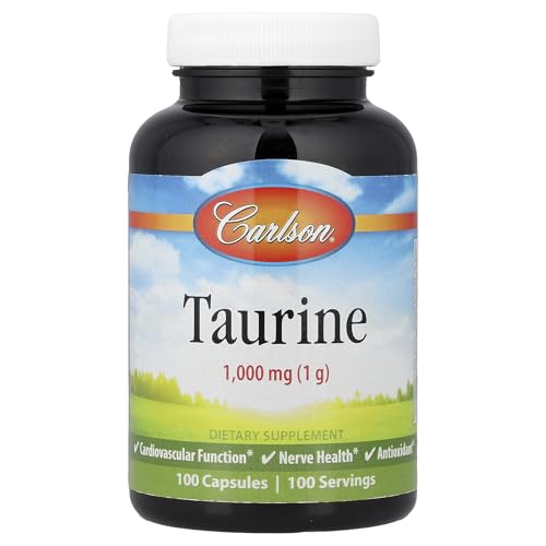 Carlson - Taurine, Free-Form Amino Acid, Support, Nerve Health & Muscle Function, 100 Capsules