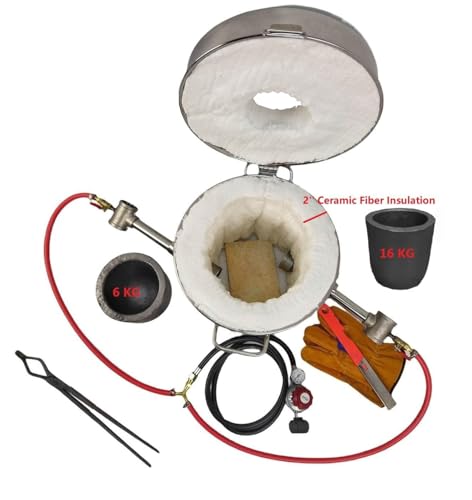 16KG(35lbs) Large Metal Melting Furnace Dual Burner with Graphite Crucibles(16KG/35lbs&6KG/13lbs), Foundry Home Kiln Smelting Furnace Kit with Casting Tools for Refining Recycle Brass Gold Silver by LSMIITTH - Image 3