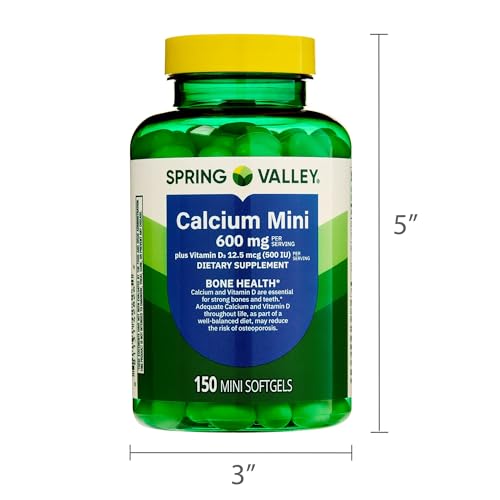 Calcium Supplement with Vitamin D3-600mg Calcium for Bone Health, 150 Mini Softgels, Essential Calcium and Vitamin D3 Support