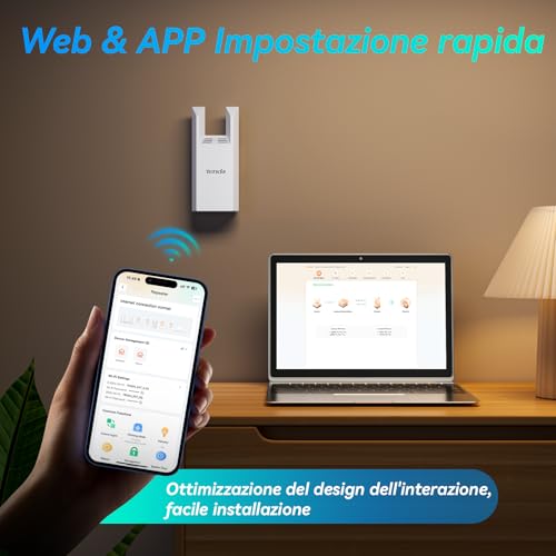 A18 Pro Ripetitore Wi-Fi Dual Band AC1200 Mbps, Funzionalità Extender e Access Point 5GHz/2.4GHz con Porta Gigabit LAN, LED Segnale Intelligente, Pulsante WPS, Sicurezza WPA2, Controllo via App - Powerline - Immagine 6