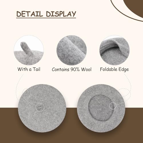 Gllutt Women Wool Beret Hat French Style Solid Color (Light Grey) — view 2