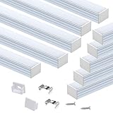 Muzata 10Pack 6.6FT/2M LED Channel System with Spotless Lighting Effect Frosted Diffuser,Aluminum...