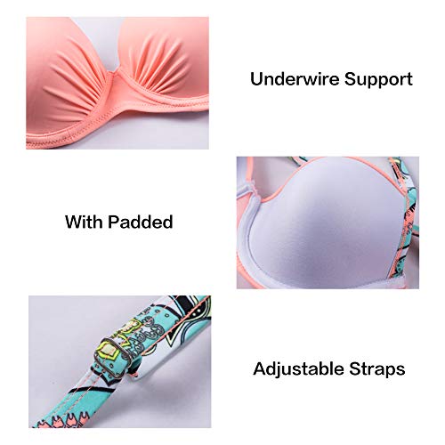 Astylish Women's Push Up Two Piece Bikini Swimsuits Padded Swimwear Bathing Suits Pink Small 4 6 #TOP4