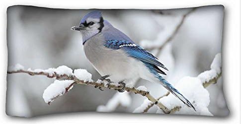 Custom Cotton & Polyester Soft ( Birds Animal Bird Blue Jay ) Custom Zippered Pillow Case 20x36 inches(one sides) from Surprise you suitable for Twin-bed PC-Green-18715