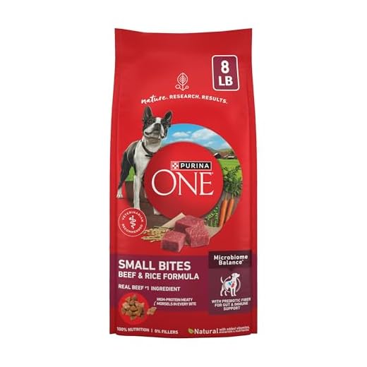 Purina ONE Small Bites Beef and Rice Formula Small High Protein Dry Dog Food Natural With Added Vitamins, Minerals and Nutrients - 8 lb. Bag
