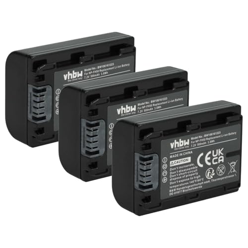 vhbw 3x batteria sostituisce Sony NP-FH50, NP-FH100, NP-FH40 per videocamera camcorder (500mAh, 7,2V, Li-Ion) con infochip