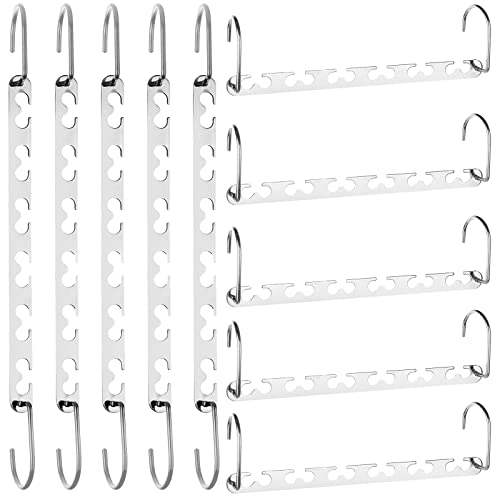 RAINBERG 5 Pack Metal Magic Hangers Space Saving Hangers Closet Space Saving Wardrobe Clothing Hanger Organizer Updated Hook Design. (5)