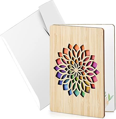 Biglietto D'Auguri In Bambù Fatto A Mano Con Acchiappasogni – 16x11 Cm, Con Busta Rossa - 2