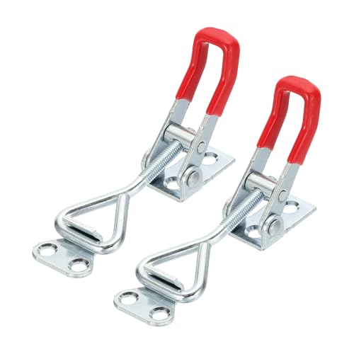 QUARKZMAN 2 Piezas De Pestaña De Liberación Rápida Ajustable M5 X 27mm Capacidad De Sujeción De 220lbs Estilo 4001 Pestañas De Tracción Cierres De Gancho Para Tapa De Ahumador, Plateado Rojo