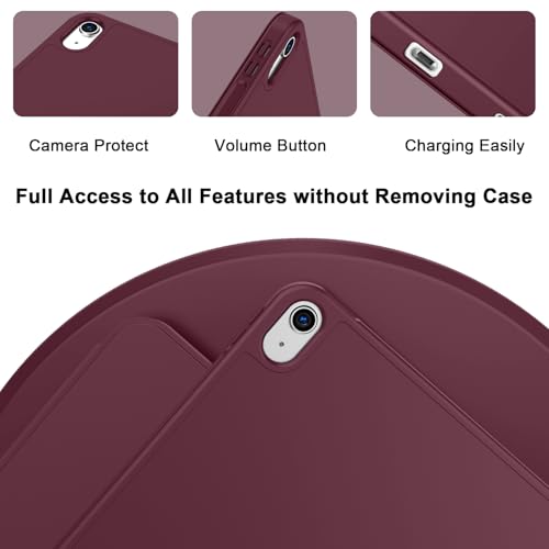 Image of ToaPoia Case for iPad (A16) 11 Inch 2025 /iPad 10th Generation 10.9 Inch 2022, Slim Trifold Stand Protective Cover with Pencil Holder and Soft TPU Back,Support Auto Sleep /Wake (Wine)