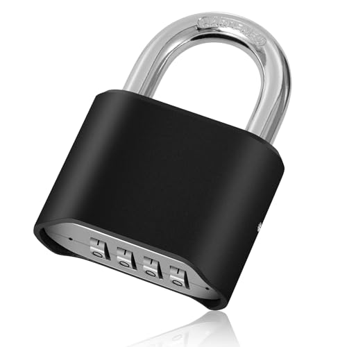 Cadenas à Combinaison 4 Chiffres Cadenas Code Mot de Passe Caché Serrure Combinée En Acier Inoxydable Pour École, Portail, Garage, Rangement,Jardin Noir