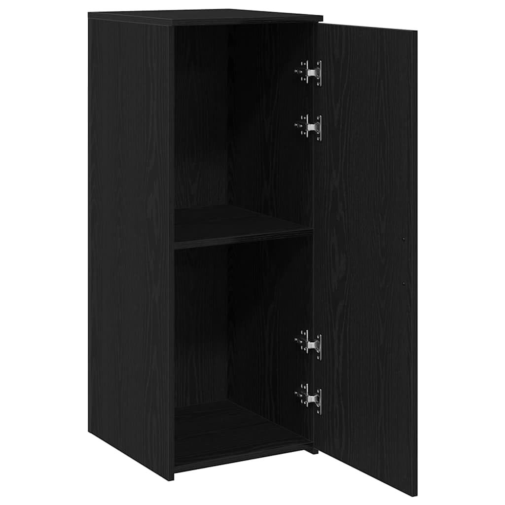 Armadio portaoggetti, nero, in legno, 40 x 45 x 103,5 cm, con ripiano e porta, armadio da ufficio per documenti e documenti, armadio multiuso per la casa e la cantina