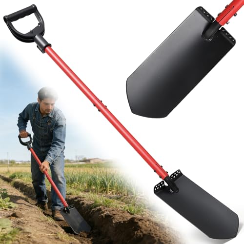 Garden Shovel, Heavy Duty Trench Shovel for Digging,12 Wide Sharp Narrow Spade, 47 Handle, Trench Shovel for Digging,Trenching, Planting,Scraping, Edging with Cutting Blade, D Handle, Foot Pedal