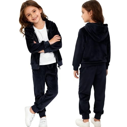 Image of Toddler Girls Boy Clothes Set Fleece Hooded Outfits Casual Sweatsuits Kids Jogger Tracksuits 6M-12Y
