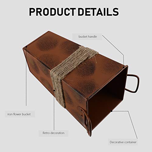 Vaguelly Vintage Bloemvaas Rechthoekige Sjofele Gedroogde Bloemvaas Met Dubbele Handgreep Decoratieve Melkkruik Bloememmer Rustieke Blik Voor Thuis Boerderij 22 Cm Hoog - Afbeelding 3