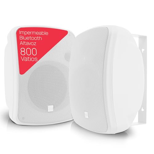 Pyle Altavoz Bluetooth de 800 W con Amplificador – Altavoz Pasivo y Activo para Exterior e Interior, Montaje en Techo y Pared, Resistente al Agua, Altavoz Estéreo de 6,5 (16,5 cm) – Blanco