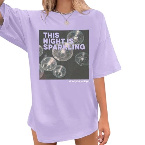 This Night is Sparkling Country Concert Shirt Women Oversized Vintage Disco Ball Graphic Tees Music Lover Gifts Tops
