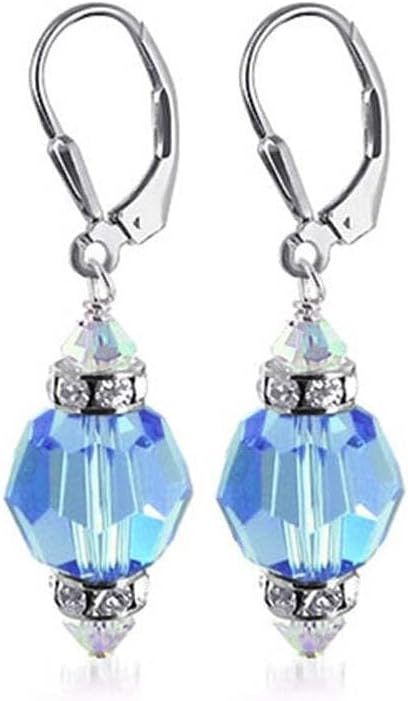 .925 Sterling Silver Drop Earrings with Austrian Crystals and Rondelle Accents