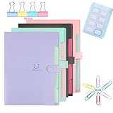 4 Packs Expanding File Folders, 5 Pockets A4 Letter Size Accordion Folder Paper Organizer with 48Pcs