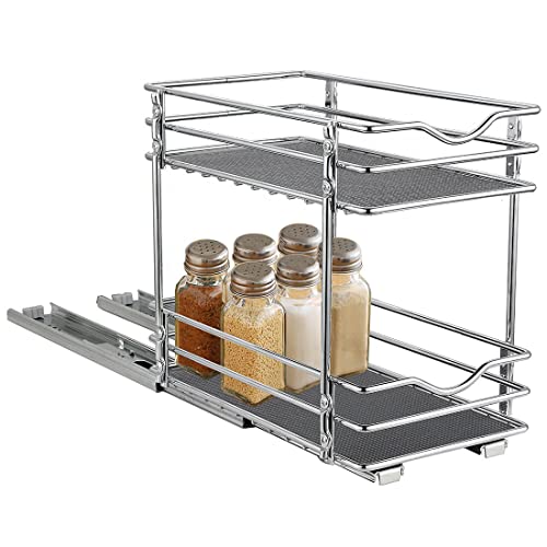 Ocg 2 Tier Pull Out Spice Rack Organizer（4.9" W X 10.4" D） For Cabinet, Slide Out Seasoning Organizer Fits Spices, Sauces, Cans Etc #TOP5