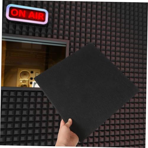 Abaodam 12 piezas paneles acústicos absorbentes de sonido, resistente al fuego, autoadhesivos, para estudio y oficina, paneles reductores de ruido durables de fibra de poliéster miniatura 5