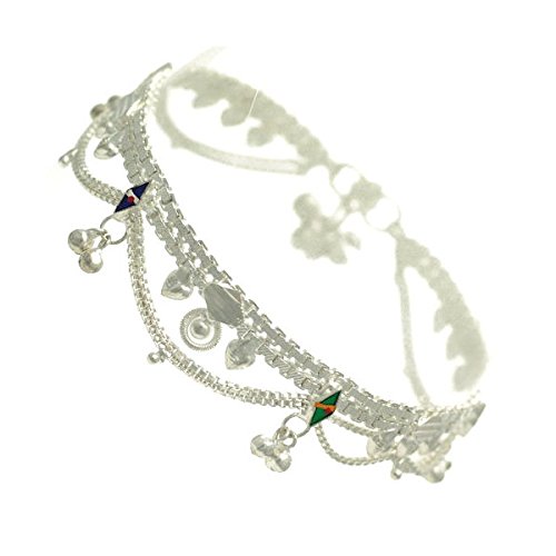 AJ Fashion Jewellery Hansika Silver Tone Multi Coloured Ankle Chain
