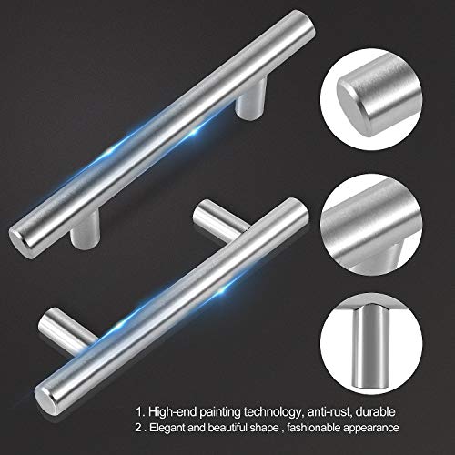 30 Pack | 5'' Cabinet Handles Pulls Matte for Kitchen Stainless Steel Brushed Nickel Drawer Pulls 5