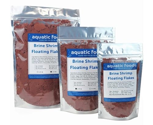 Aquatic Foods Inc. Brine Shrimp Flakes for Freshwater Cichlids Angels Tetras Guppies Marine Tangs Butterflies Angelfish Anthias Clown Fish. WL1/4-lb Foil Pouch Bag
