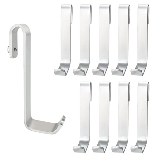 Image of 10 pcs J-Shape Sink Picture Grid Hooks, Pot Rack Aluminum Hooks for Retail, Display Photos, Art Exhibits, Paintings, Convenience Stores, Kitchens, Bedrooms, Offices (Short Medium)