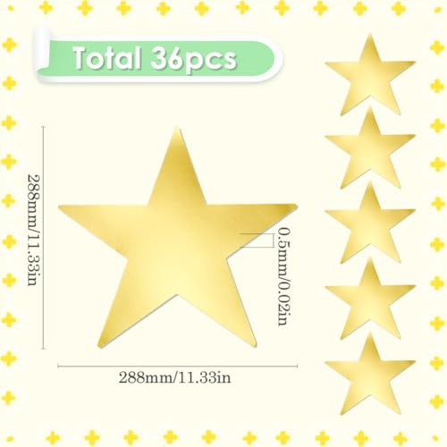 SOFPLATE 36 Stück 11 Zoll Große Goldene Stern Ausschnitte Aus Papier Glitzersterne Doppelseitig Bedruckt Glänzende Glitzer Schimmernde Kunst Konfetti Ausschnitte Für Heimwerker Pinnwand Klassenzimmer