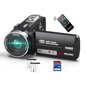 Video Camera Camcorder 4K 48MP 30FPS with IR Night Vision,18X Digital Zoom Camera Recorder 3.0″ LCD Touch Screen Vlogging Camera for YouTube with Remote Controller, 2 Batteries, 32GB SD Card