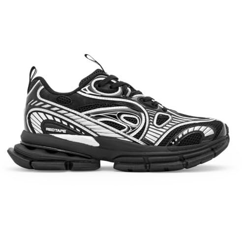 Image of Red Tape Women's Sneakers Grey Black Mesh Pu Round Toe Lace-Up