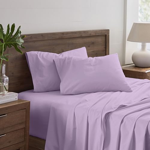 Color Remedy Queen 4-Piece Bed Sheet Set – Soft, Lightweight, Wrinkle-Resistant Fabric – Durable, Breathable, Easy Care Sheets with Deep Pockets – Lavender