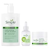Simple Active Skin Barrier Care Bundle: Replenishing Cream Cleanser, 10% Ceramide & Omega Serum, Repairing Rich Face Cream – Hydrates Dry Skin & Strengthens Skin Barrier for Healthier Skin