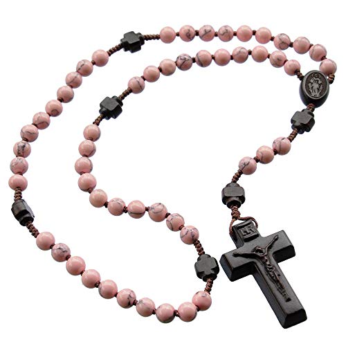 Sine Cera Catholic Rosary Rhodonite/Jujube Wood 6mm