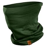 menique Schlauchschal Herren – 100% Merino Wolle Loop Schal, Atmungsaktives Halstuch und Halswärmer, Fahrrad Winter Sportschal für Männer, Motorrad Halstuch Herren, Ski-Maske (Dunkelgrün)