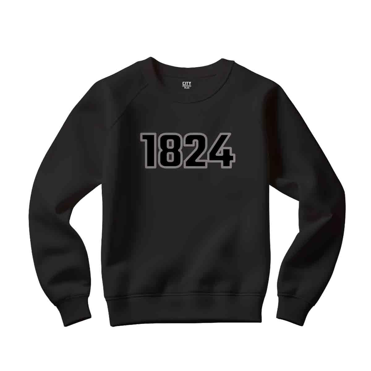 Sweatshirt unisex noir 1824 pull col rond confortable mode urbaine tendance