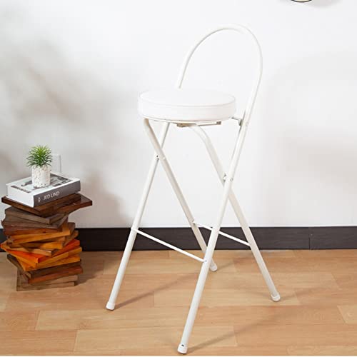 Chaise de bar de hauteur de comptoir 75cm blanche pliante pour pub - 3